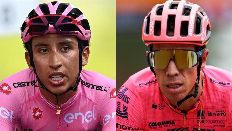 Ciclistas colombianos Egan Bernal y Rigoberto Urán. Foto: Stuart Franklin/Getty Images - Tim de Waele/Getty Images