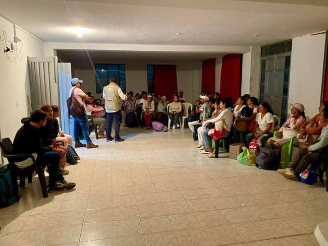 Las familias desplazadas son atendidas en la cabecera municipal. Crédito: Red Derechos Humanos del Suroccidente Colombiano.