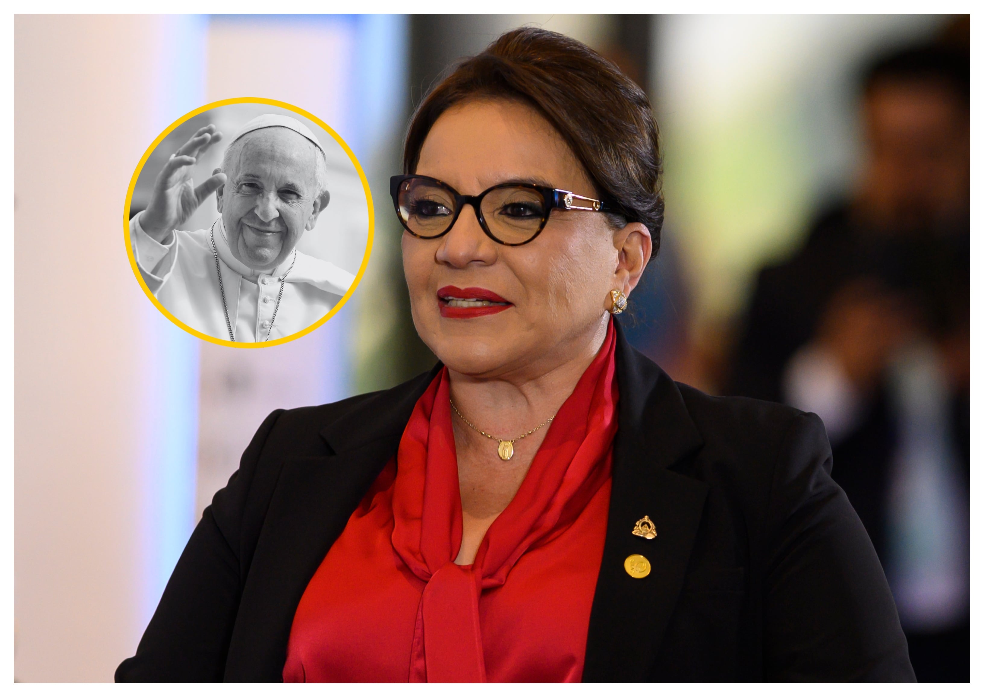Xiomara Castro y papa Francisco. Foto: Manuel Cortina/SOPA Images/LightRocket y Franco Origlia via Getty Images.