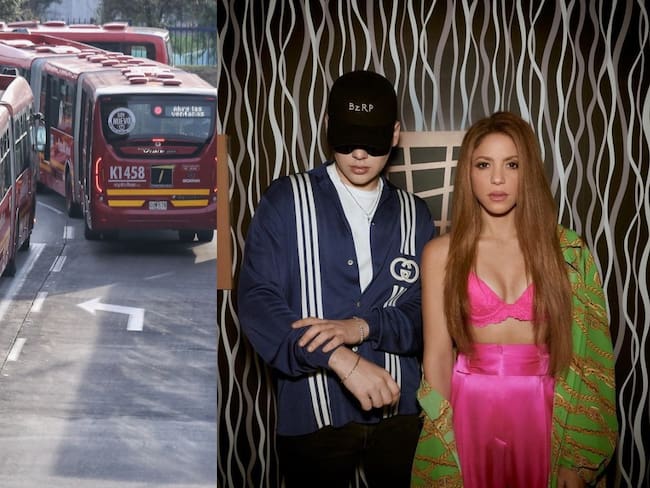TransMilenio - imagen de referencia y Bizarrap con Shakira // Fotos: Colprensa y crédito Instagram @shakira