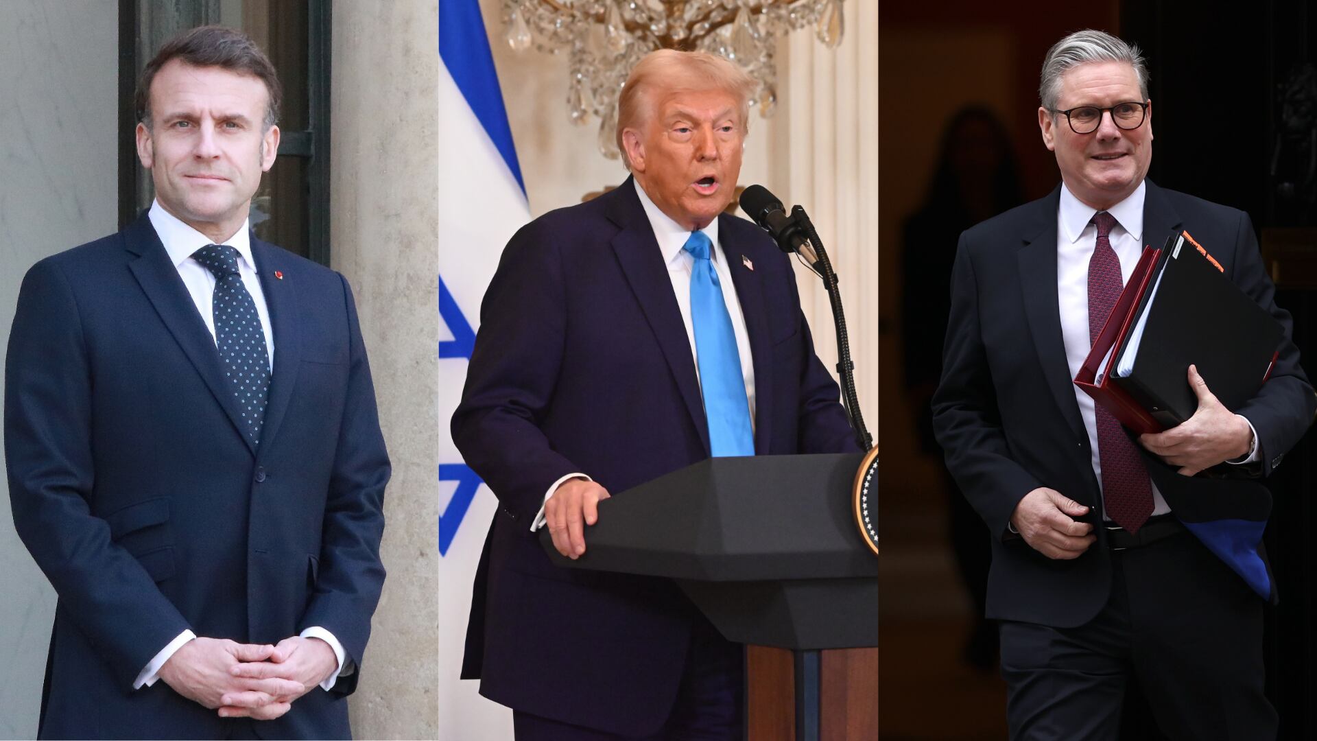 Donald Trump. FOTO: Kyle Mazza/Anadolu via Getty Images - Emmanuel Macron. FOTO: Umit Donmez /Anadolu via Getty Images - Keir Starmer. FOTO: Dan Kitwood/Getty Images