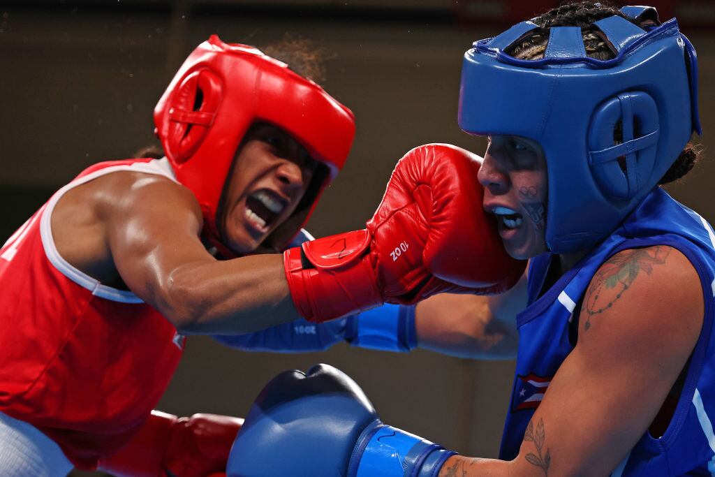 Valeria Arboleda, de rojo a la izquierda. Foto: Getty Images.