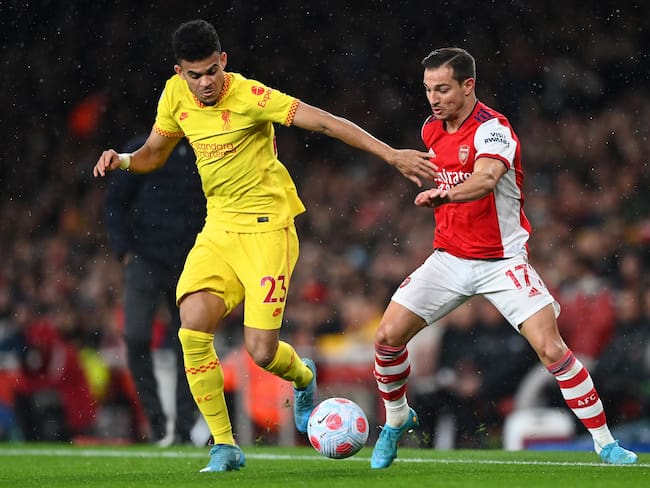 Luis Díaz en el juego entre Liverpool y Arsenal por Premier League (Photo by Shaun Botterill/Getty Images)