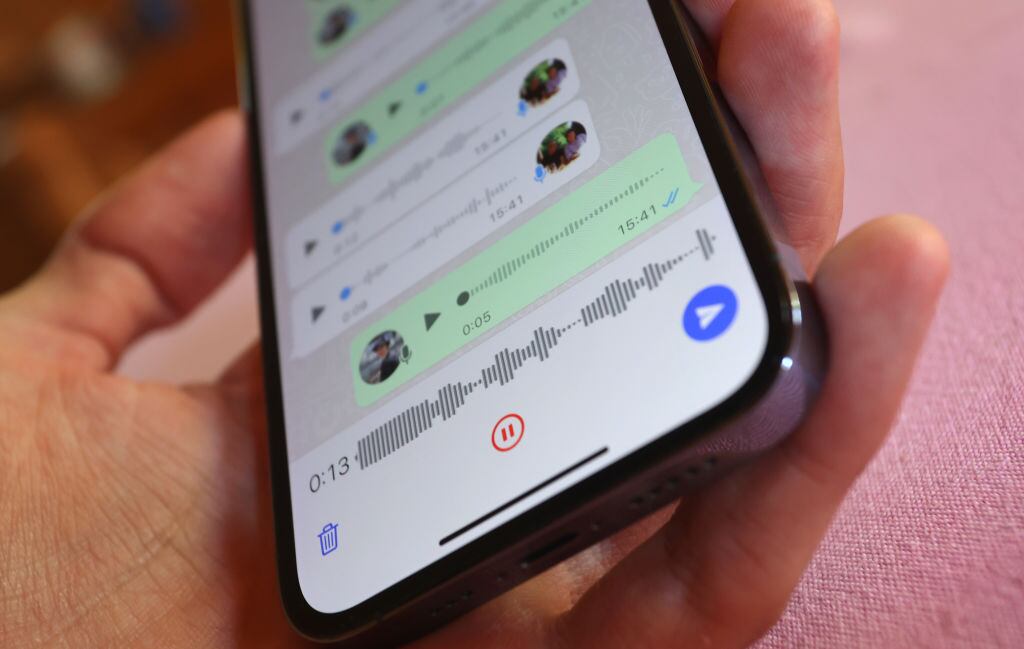 WhatsApp voice messages. (Photo by Karl-Josef Hildenbrand/picture alliance via Getty Images)