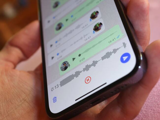 WhatsApp voice messages. (Photo by Karl-Josef Hildenbrand/picture alliance via Getty Images)