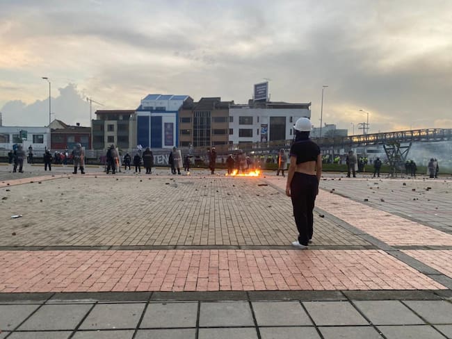 Enfrentamientos en Bogotá. Foto: W Radio