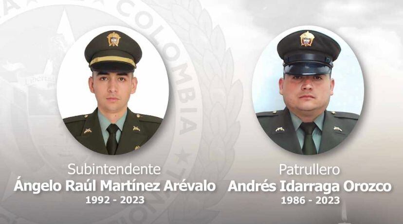 Policías muertos tras atentado en Tibú. Foto: Policía.