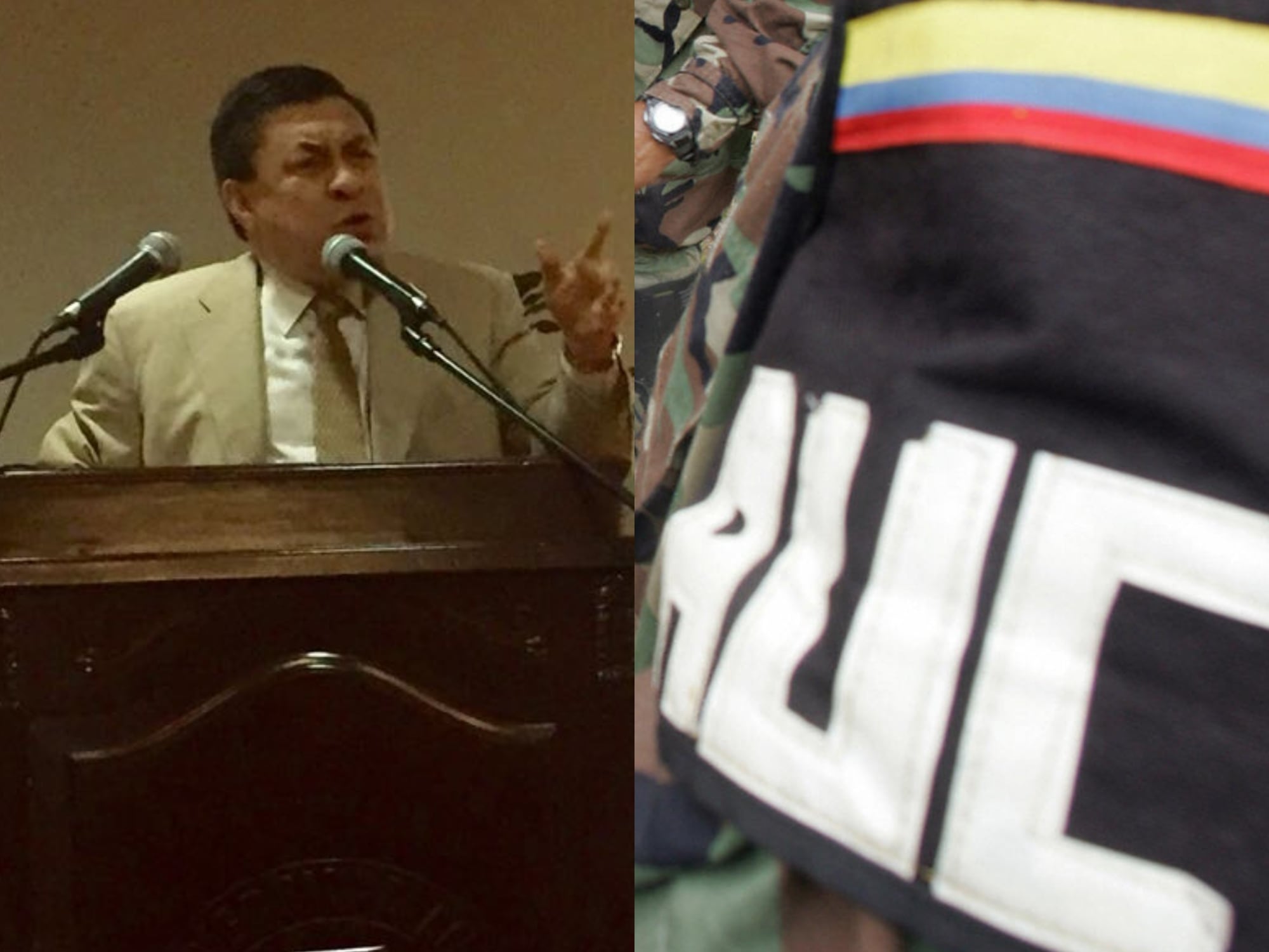 Magistrado Gustavo Roa y AUC. Foto: Cortesía @UniLibreBQ / ODRIGO ARANGUA/AFP vía Getty Images