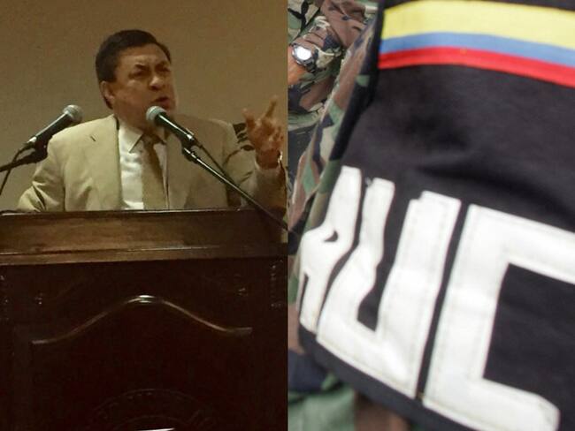 Magistrado Gustavo Roa y AUC. Foto: Cortesía @UniLibreBQ / ODRIGO ARANGUA/AFP vía Getty Images