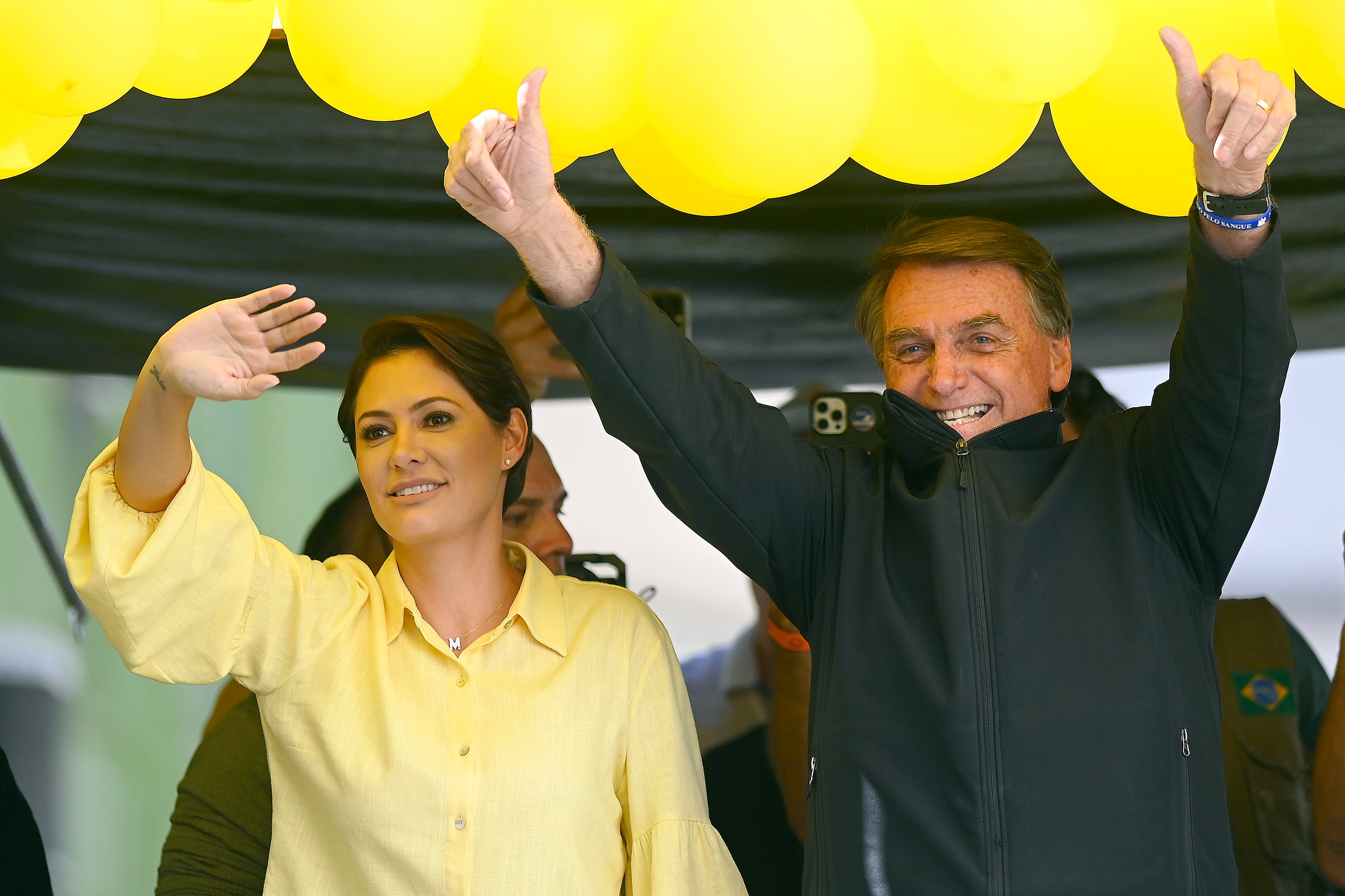 Michelle de Paula Firmo y Jair Bolsonaro. (Photo by Andre Borges/Getty Images)