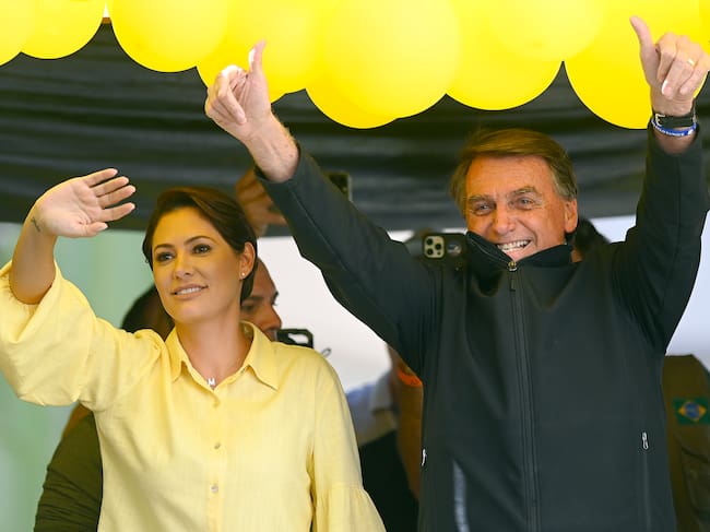 Michelle de Paula Firmo y Jair Bolsonaro. (Photo by Andre Borges/Getty Images)