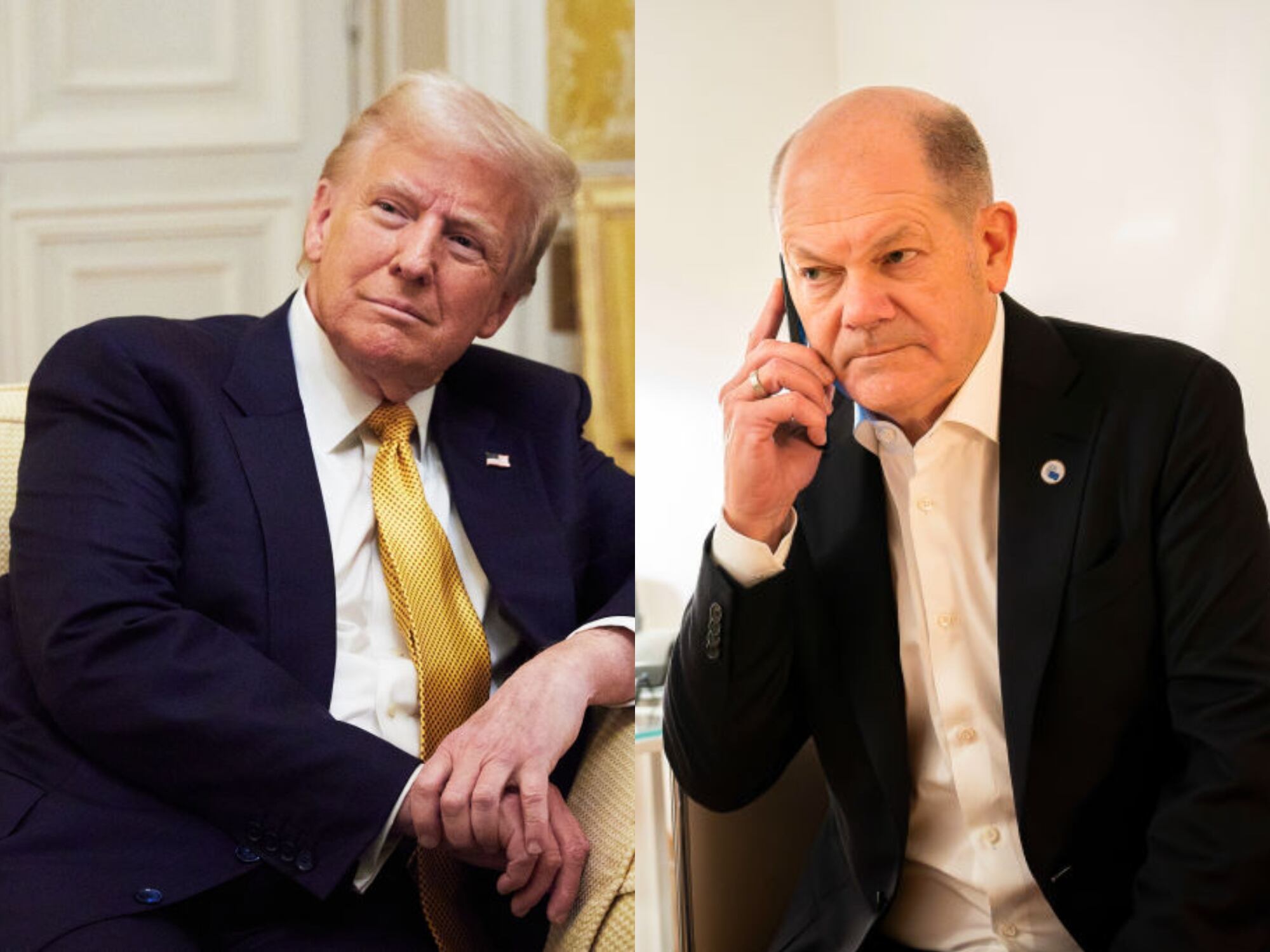 Olaf Scholz. I Foto: Steffen Kugler/Bundesregierung via Getty Images.  Donald Trump. I Foto: Oleg Nikishin/Getty Images.