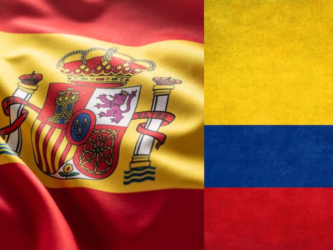 Imágenes de banderas de España y Colombia. Fotos: Getty Images