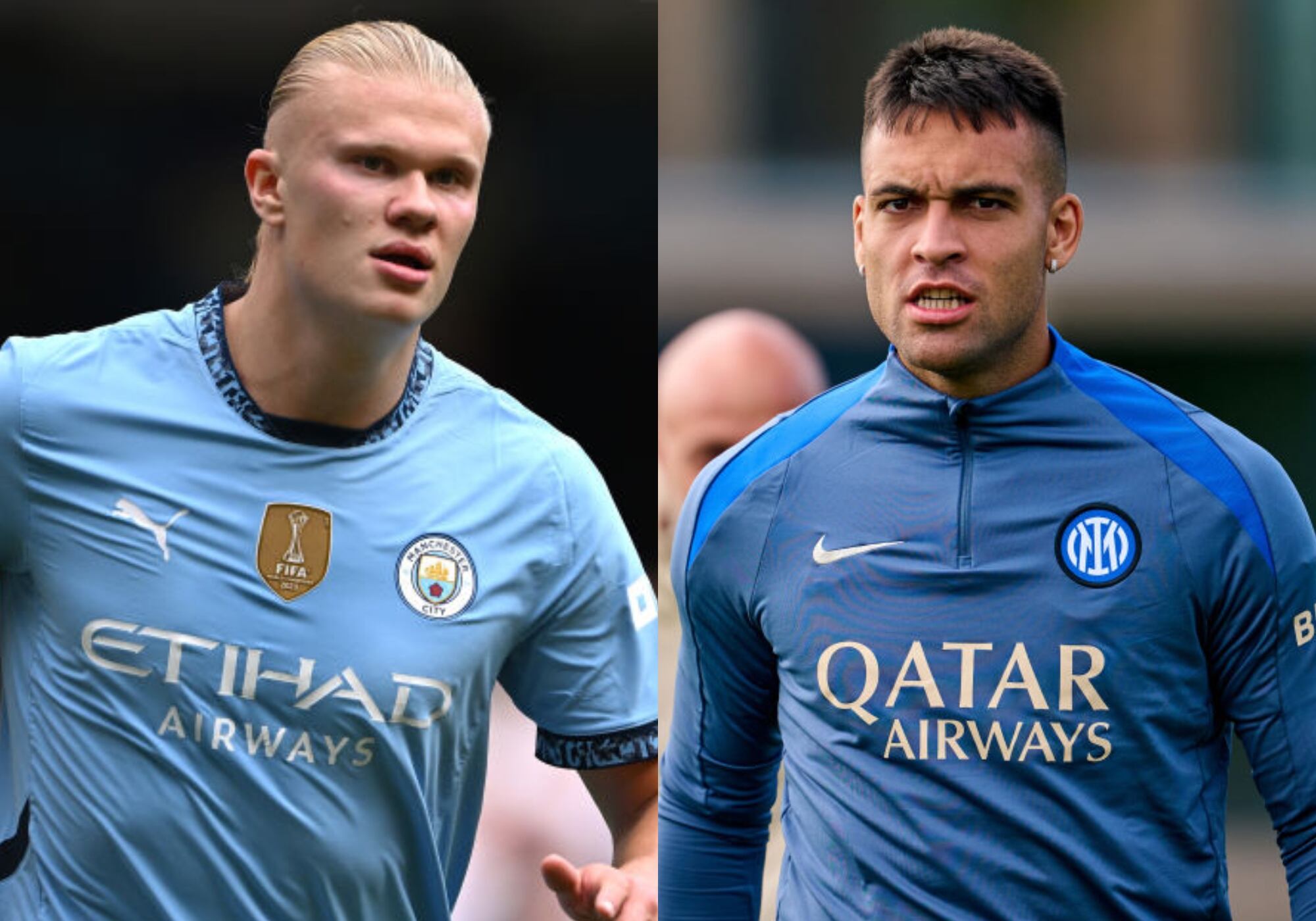Erling Haaland y Lautaro Martínez. Foto: (Photo by Stu Forster/Getty Images) / (Photo by Mattia Ozbot - Inter/Inter via Getty Images)