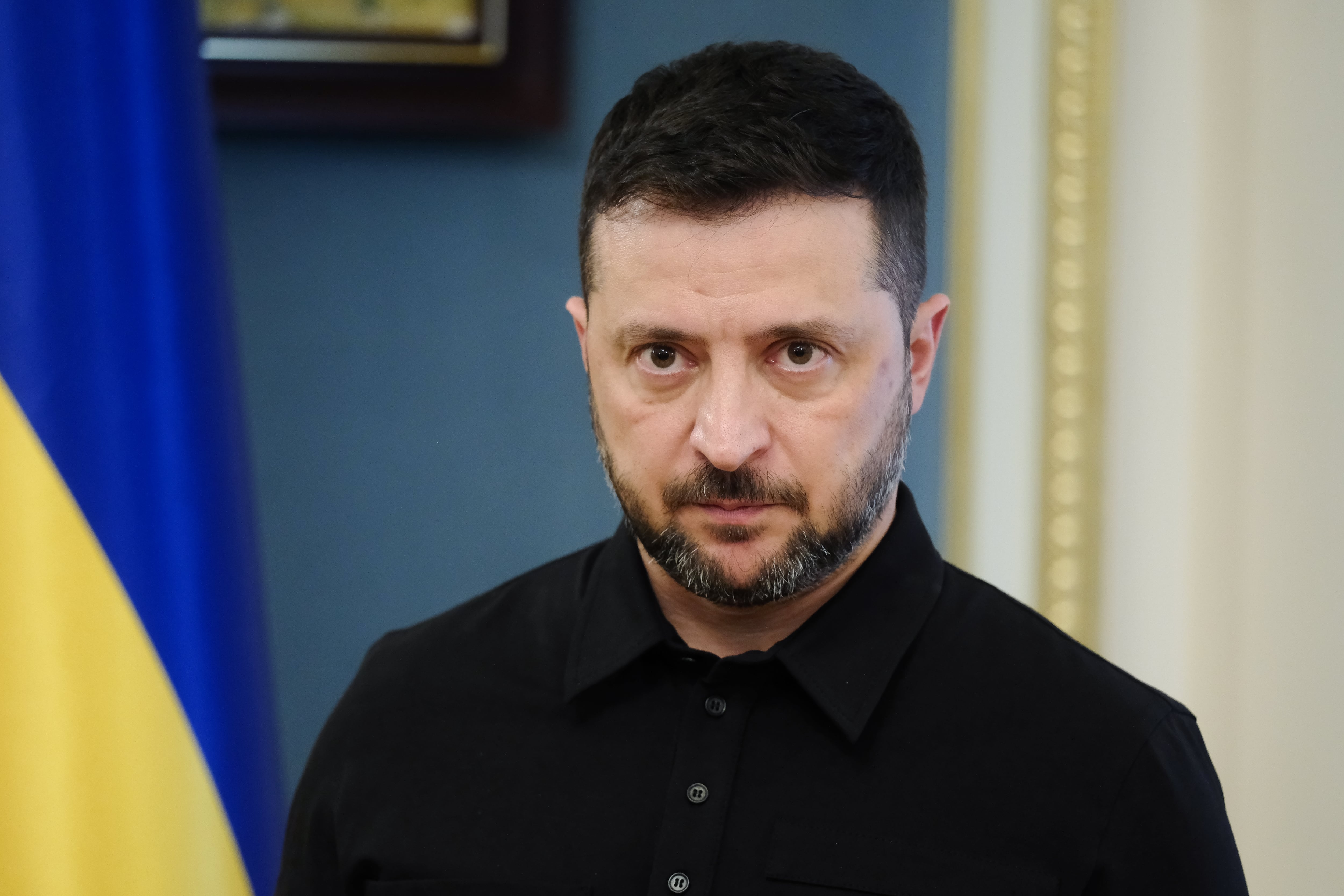 Volodímir Zelenski en su oficina presidencial en Kiev, el 27 de septiembre de 2025. FOTO: Vitalii Nosach/Global Images Ukraine