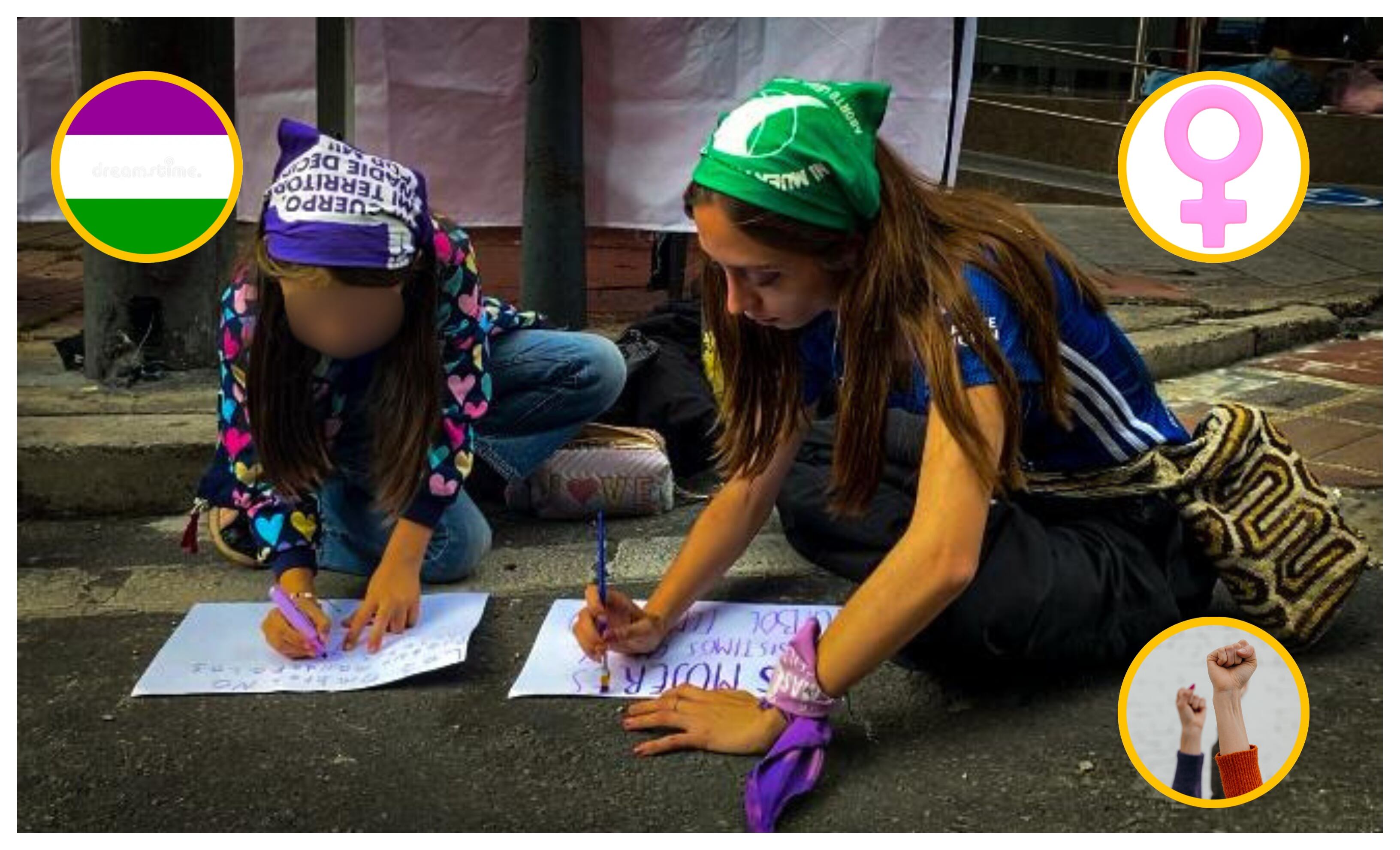 Marcha 8M 2024 y símbolos. Foto: Alexandra Lozano/ W Radio.