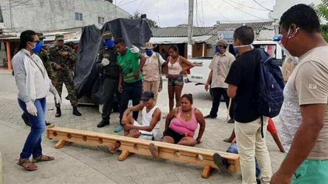 Con cepo castigan a indígenas que incumplen aislamiento preventivo en Tuchín. Foto: Cortesía