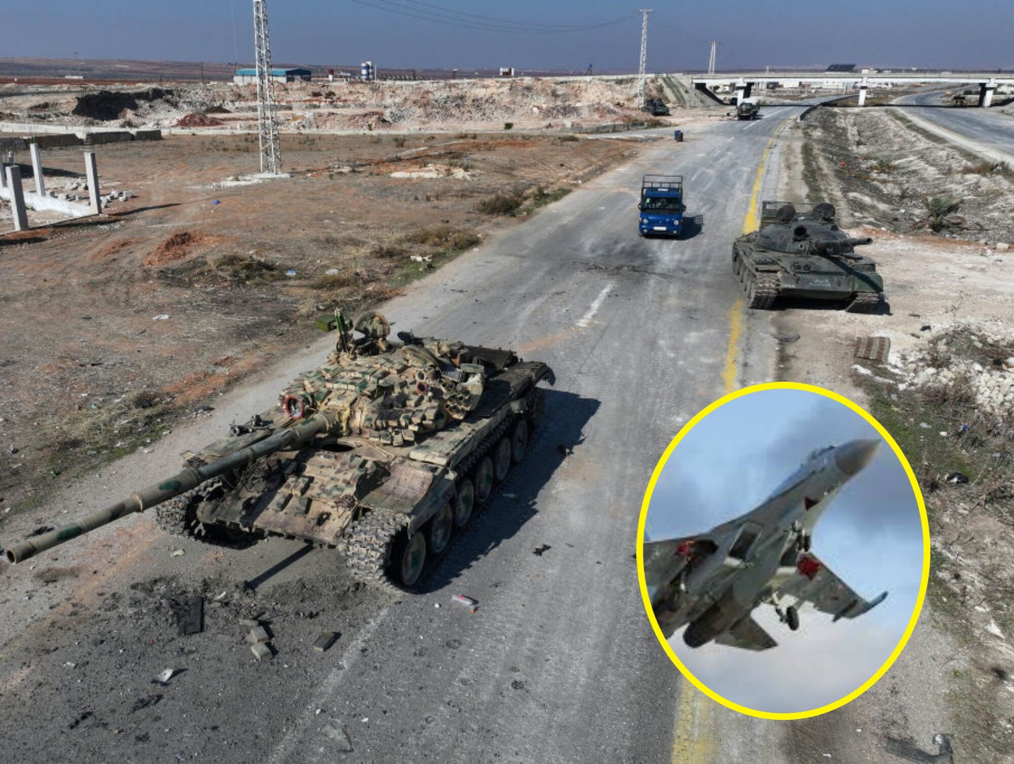 Calles de Siria. I Foto: Getty Images. cazas MiG-3. I Foto: Ministerio de Defensa de Rusia.