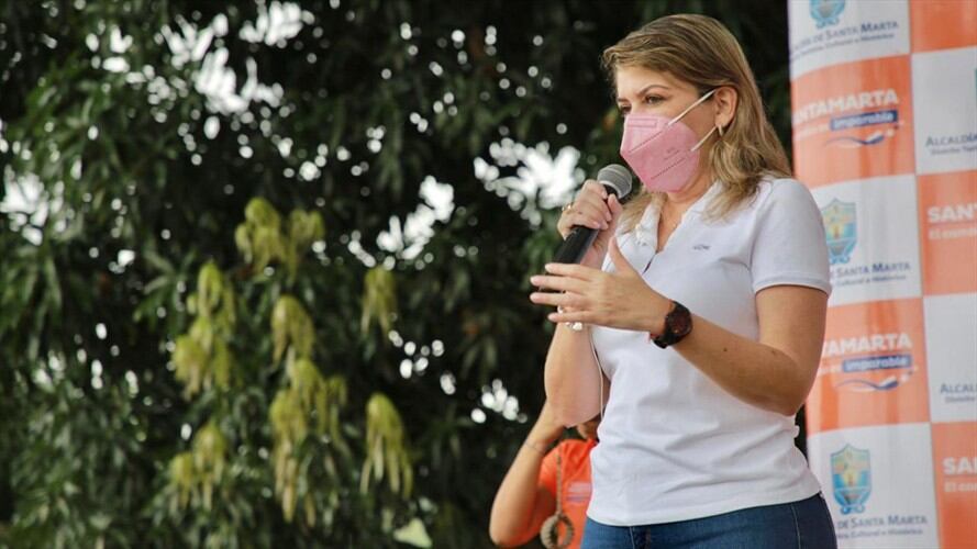 Alcaldesa de Santa Marta niega haber brindado apoyo a la Reforma Tributaria . Foto: Twitter Virna Johnson