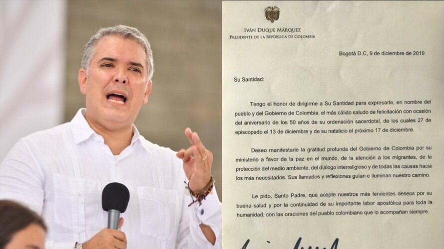 Presidente Duque envía carta al papa Francisco. Foto: Redacción W Radio