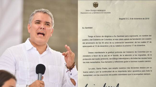 Presidente Duque envía carta al papa Francisco. Foto: Redacción W Radio
