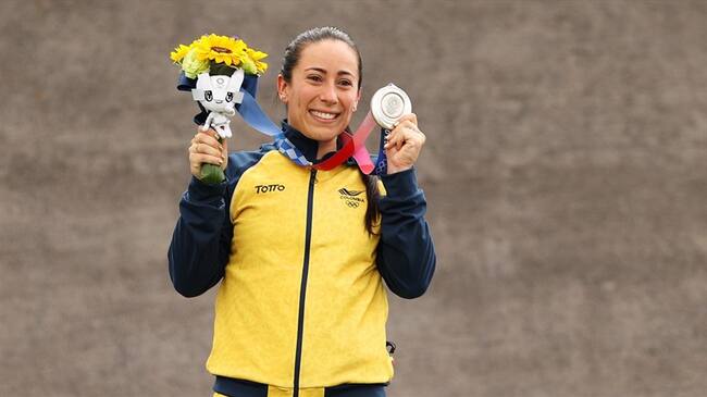 Mariana Pajón ganó medalla de plata en los Juegos Olímpicos de Tokio 2020. Foto: Francois Nel/Getty Images