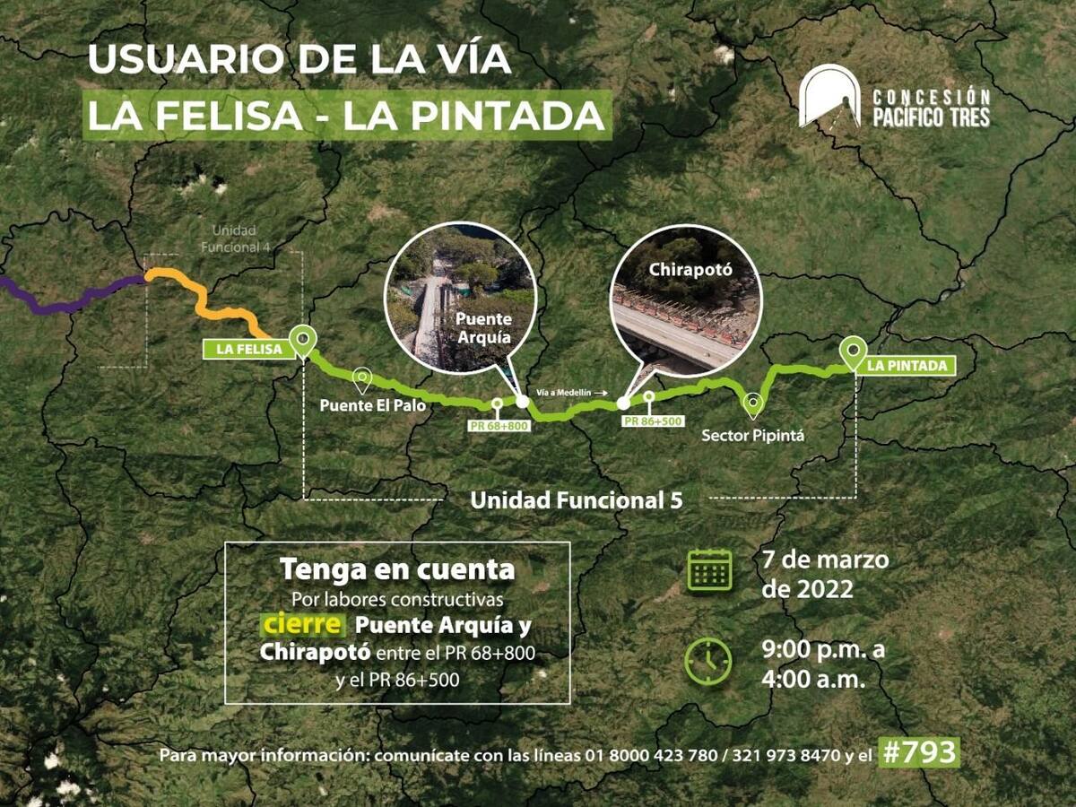 Hay cierres programados en las vías de Pacífico Tres