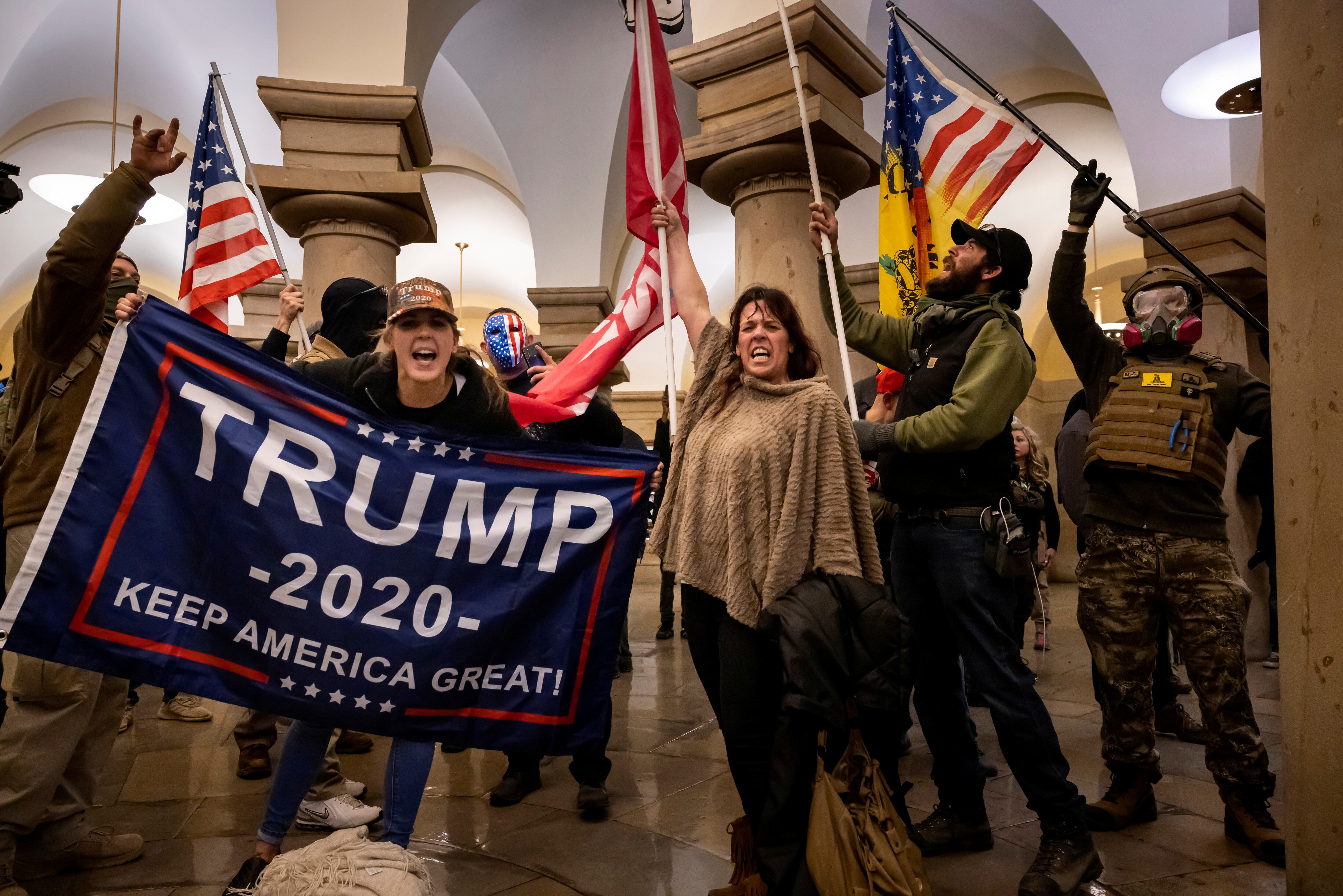 WASHINGTON, DC - JANUARY 6: Supporters of US President Donald Trump protest inside the US Capitol on January 6, 2021, in Washington, DC. (Photo by Brent Stirton/Getty Images)