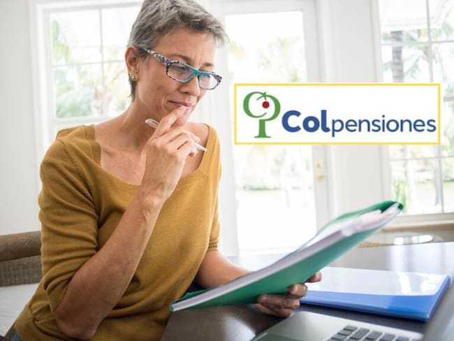 Muger con gesto expectante y al lado el logo de colpensiones (Fotos vía Getty Images y redes sociales de Colpensiones)