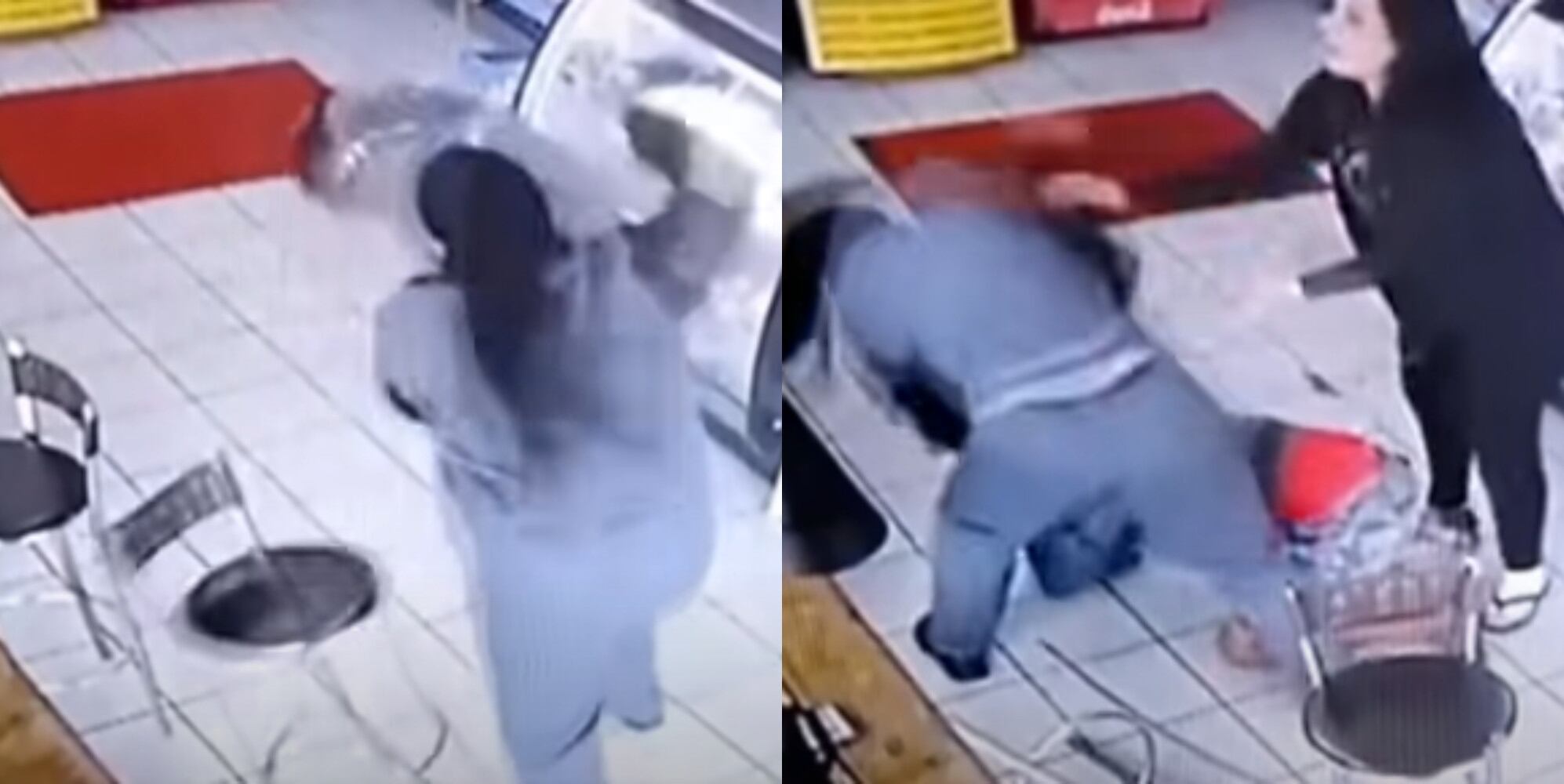 La mujer estaba sentada revisando su celular cuando un hombre la tocó abusivamente; ella no lo pensó y reaccionó con golpes contra el sujeto. / FOTO: Captura de video.