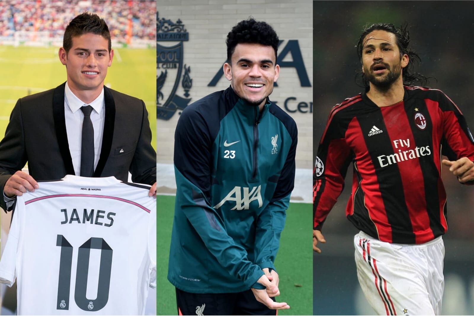 James Rodríguez, Luis Díaz y Mario Yepes / Getty Images & Liverpool FC