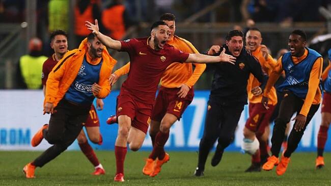 ¡Día historio para la Roma! Clasifica a semifinal de la Champions y elimina al Barcelona. Foto: Getty Images