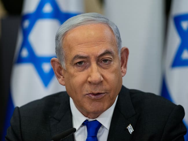 Tel Aviv (Israel), 24/12/2023.- Israeli Prime Minister Benjamin Netanyahu, chairs a cabinet meeting at the Kirya military base, which houses the Israeli Ministry of Defence, in Tel Aviv, Israel, 24 December 2023. EFE/EPA/Ohad Zwigenberg / POOL