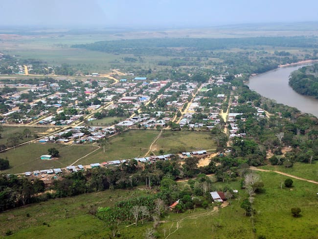 Aerial view of La Macarena, Meta department, Colombia, on February 23, 2016. Between 1998 and 2002, during the failed peace talks with the government of Andres Pastrana, La Macarena, Meta, was one of the five municipalities in a demilitarized zone from where military forces were withdrawn to allow the concentration of the rebels, which until now are still present in the region.  AFP PHOTO / GUILLERMO LEGARIA / AFP / GUILLERMO LEGARIA        (Photo credit should read GUILLERMO LEGARIA/AFP via Getty Images)