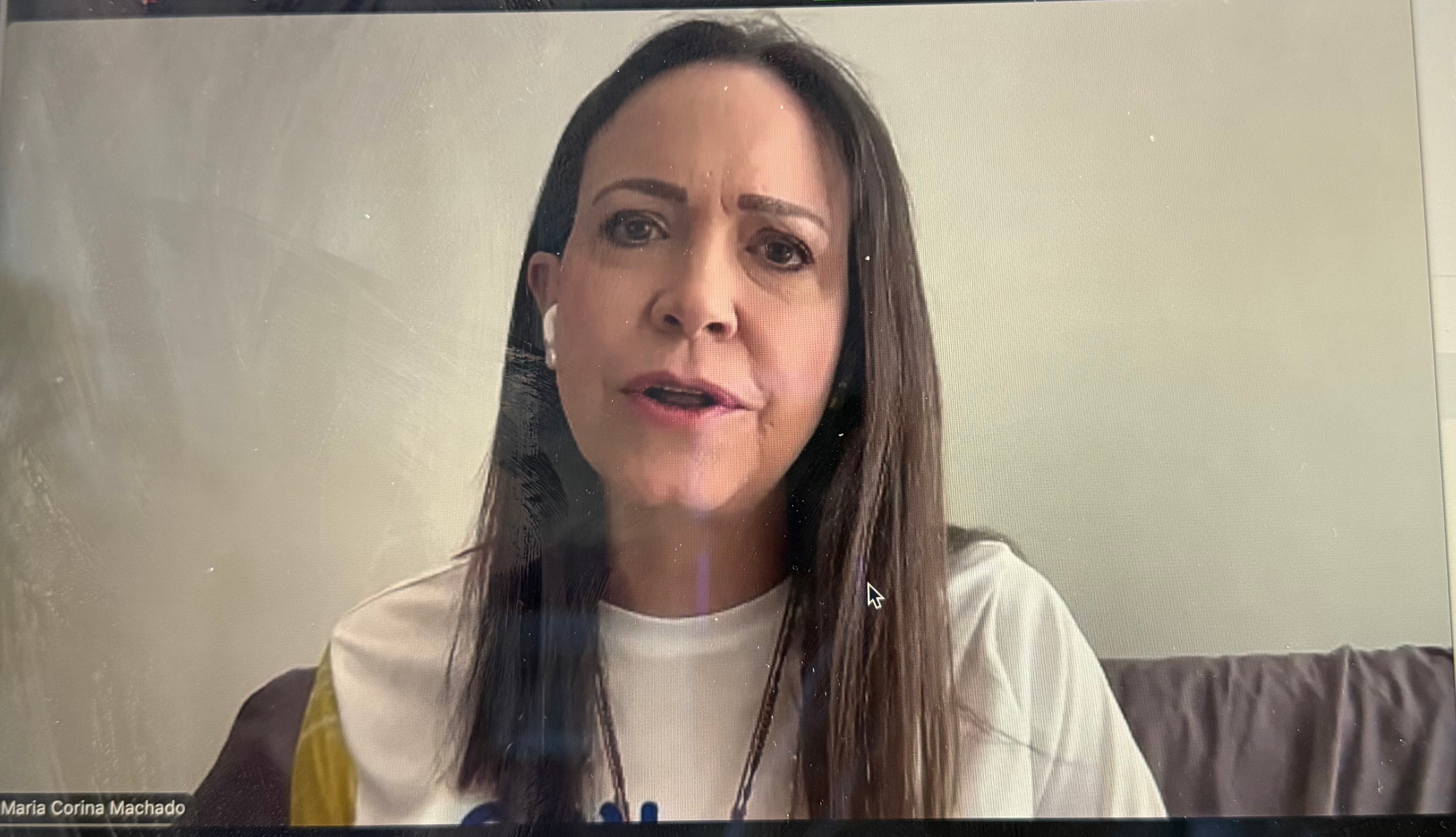 María Corina Machado, en rueda de prensa telemática, este 7 de enero. Foto: captura de pantalla.