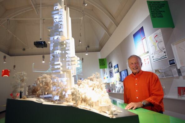 LONDON, ENGLAND - JULY 16:  Architect Lord Rogers of Riverside attends the opening of his exhibition 'Richard Rogers RA: Inside Out' at the Royal Academy of Arts on July 16, 2013 in London, England. The retrospective exhibition, which is timed to coincide with Rogers' 80th birthday, examines his social, political and cultural influences and their connection to his architecture. Lord Rogers' exhibition opens to the public on July 18, 2013 and runs until October 13, 2013.  (Photo by Oli Scarff/Getty Images)