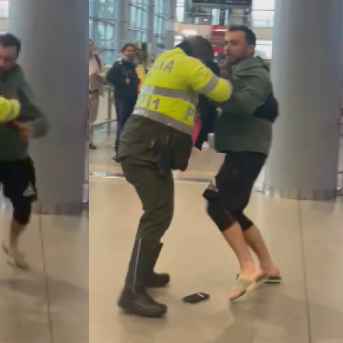 Video: ciudadano canadiense agredió a un policía en aeropuerto El Dorado de Bogotá