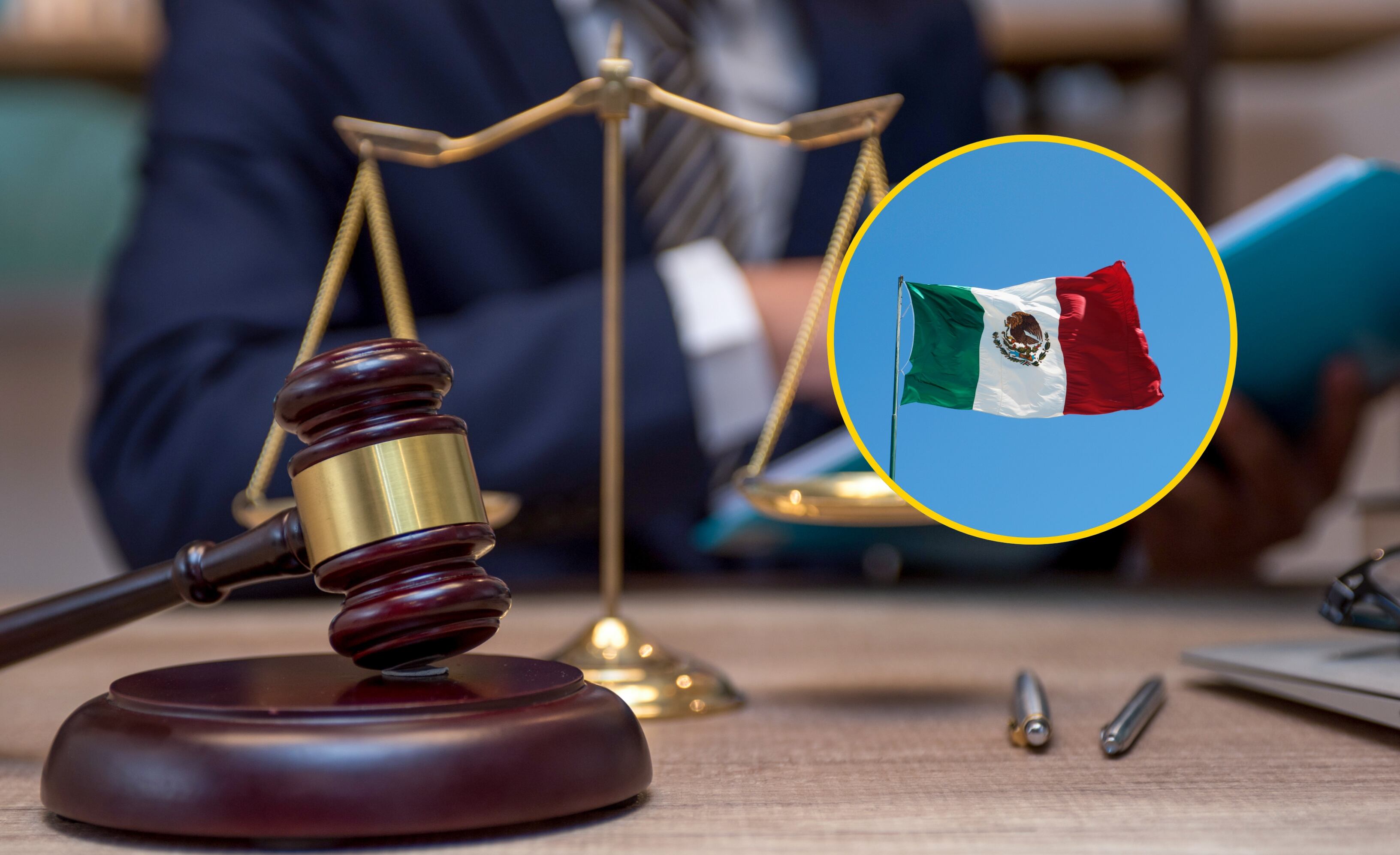 Referencia de Fiscalía y bandera de México. Foto:  boonchai wedmakawand y Buena Vista Images vía Getty Images. 