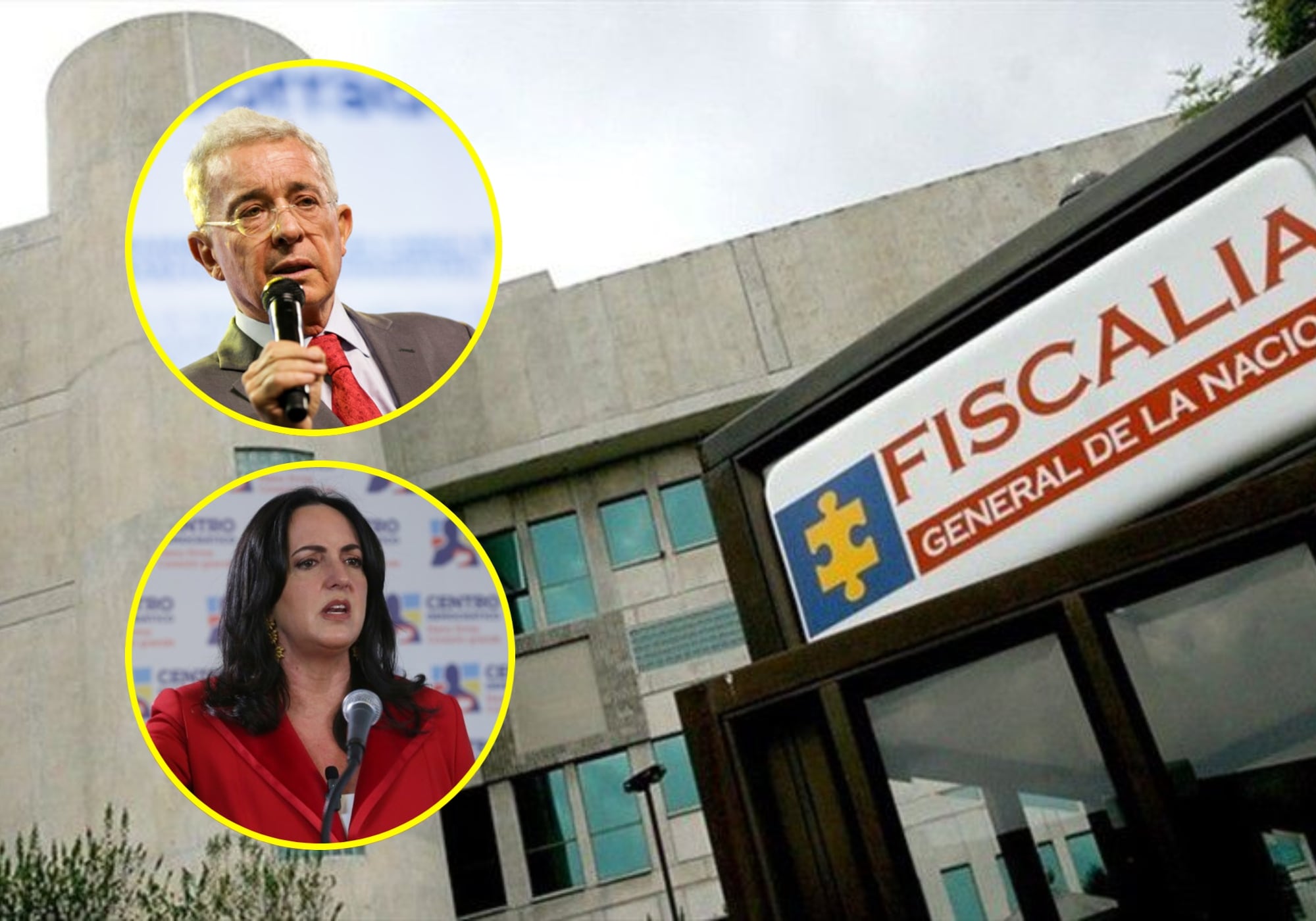 Fiscalía General de la Nación, Álvaro Uribe y María Fernanda Cabal. Foto: Colprensa / (Colprensa - Mariano Vimos) / (Colprensa - Camila Díaz)