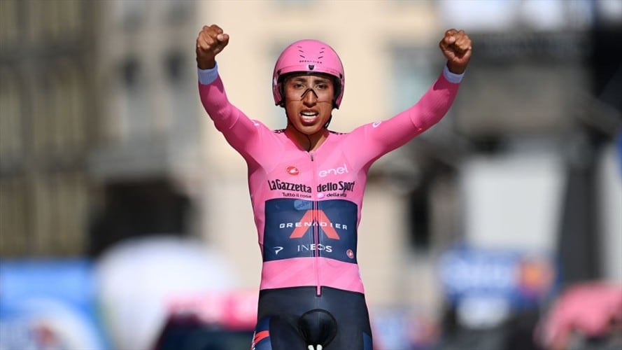 Bernal dejó en alto la bandera colombiana ganando el Giro de Italia.. Foto: Stuart Franklin/Getty Images