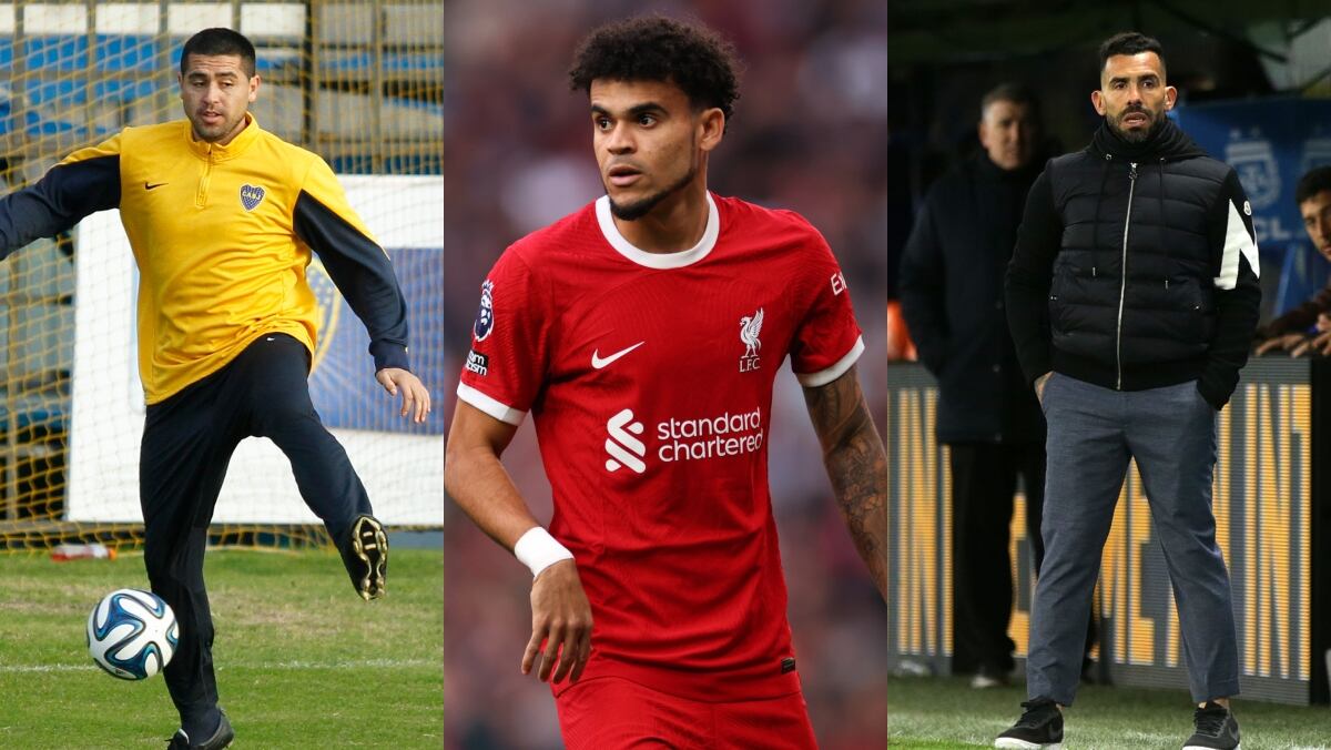 Juan Román Riquelme, Luis Díaz y Carlos Tevez // Fotos: Getty Images