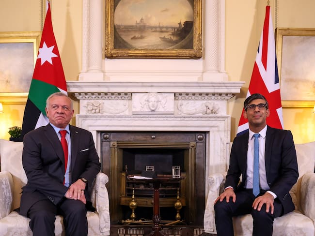 Londres (Reino Unido) 15/02/2024. Premier británico y rey de Jordania coinciden en asegurar una pausa humanitaria en Gaza. Foto: EFE/EPA/HOLLIE ADAMS / POOL