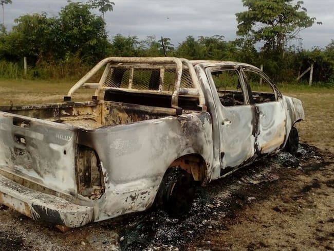 Ecopetrol rechaza quema de vehículo en zona del Catatumbo. Foto: Ecopetrol