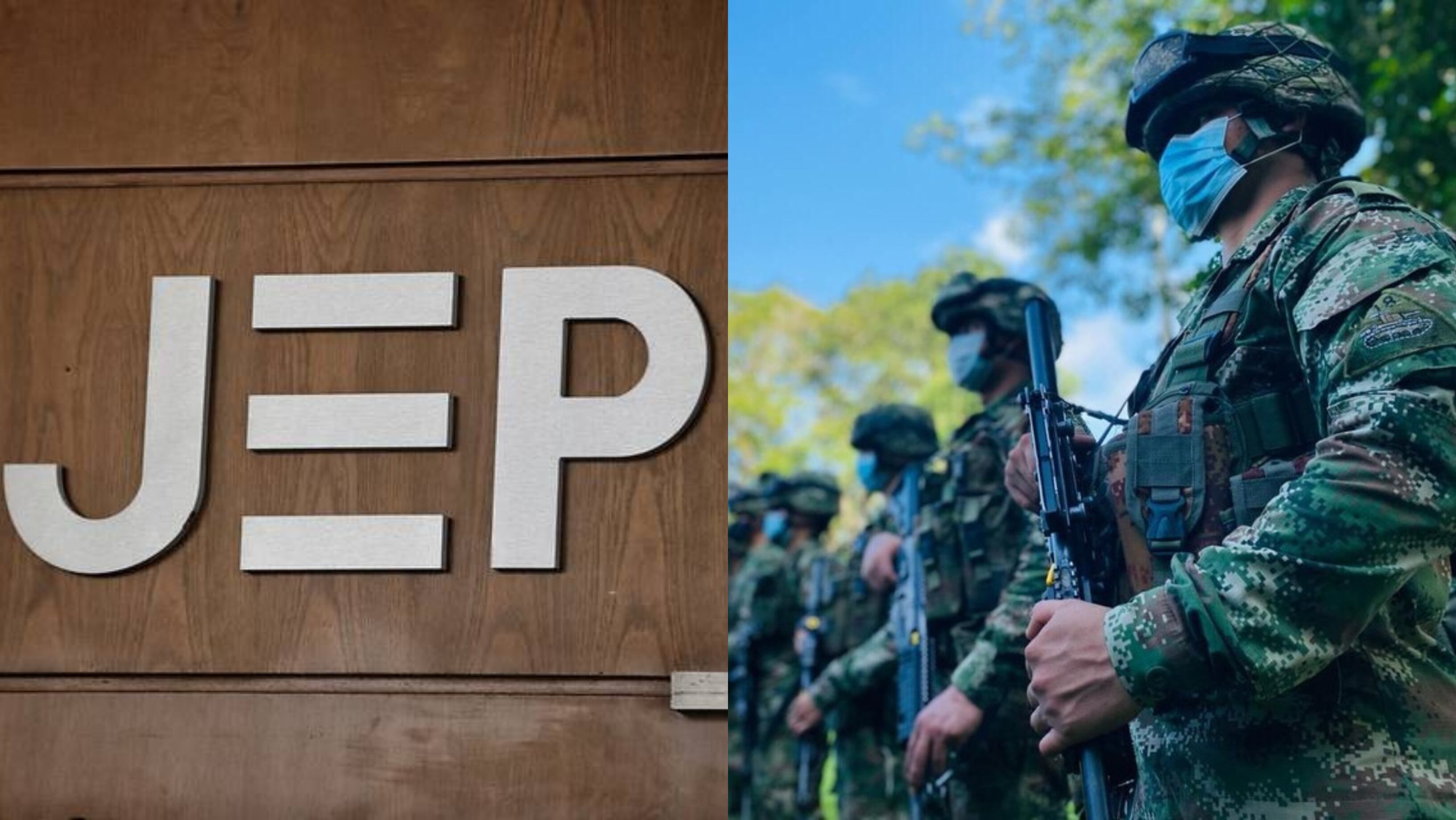 Imagen de referencia de militares y logo de la JEP. Foto: Colprensa.