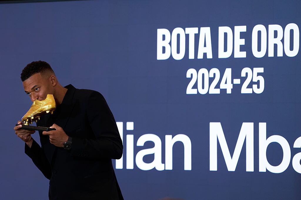 Jugador Kylian Mbappe del Real Madrid, ganador de la bota de oro. Diego Souto/Getty Images