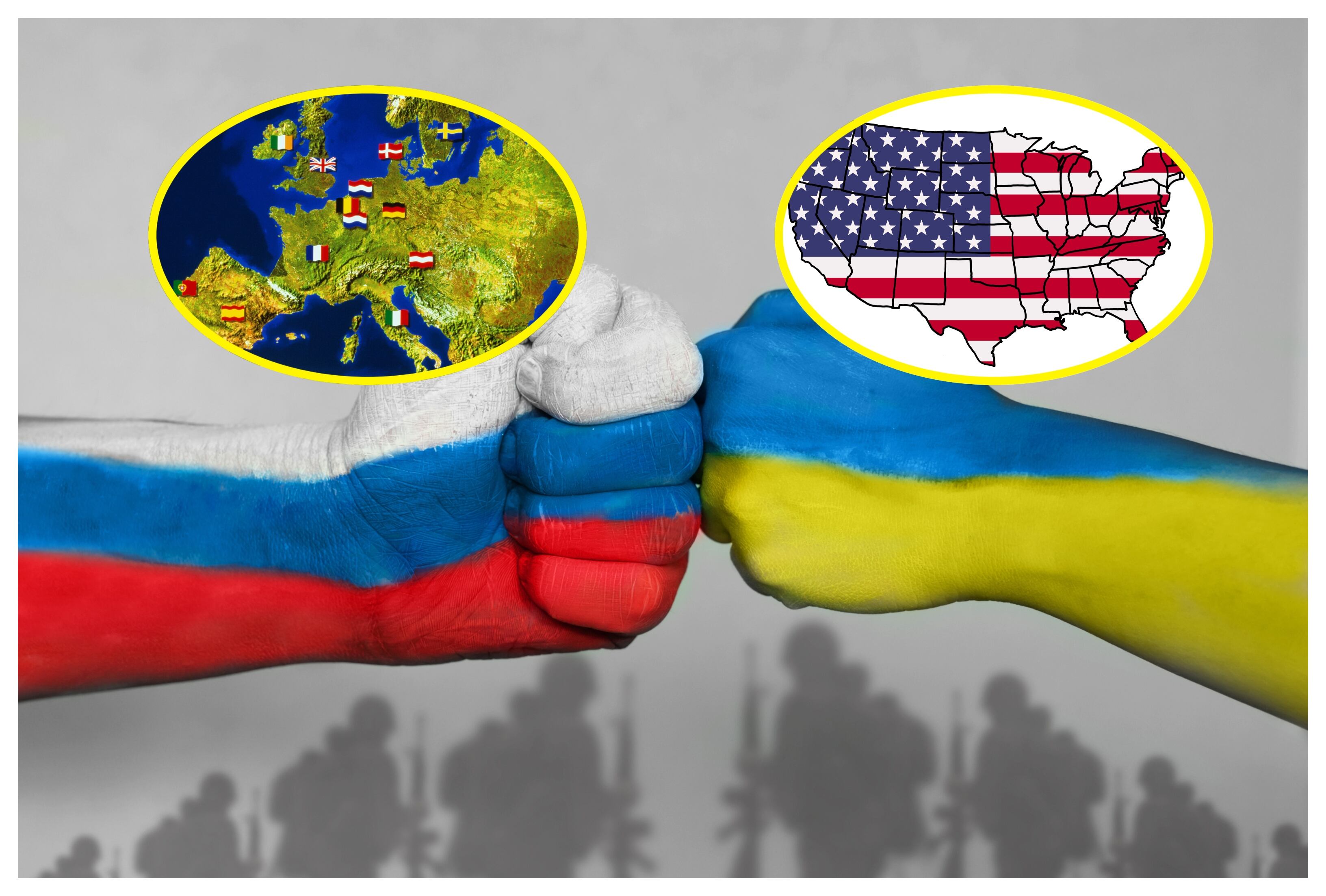 Referencia de solidaridad de países Europeos y EE.UU. ante la guerra de Rusia y Ucrania. FOTO: Galeanu Miheai