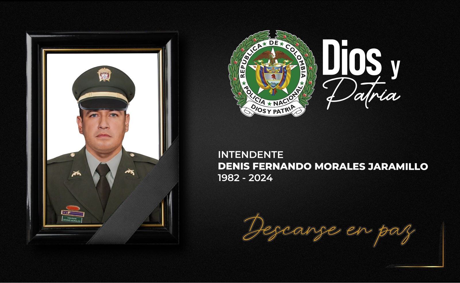 Intendente Denis Morales. Ofrecen recompensa de $100 millones por homicidio de policía en estación de Medellín. Foto: Cortesía Policía Metropolitana del Valle de Aburrá