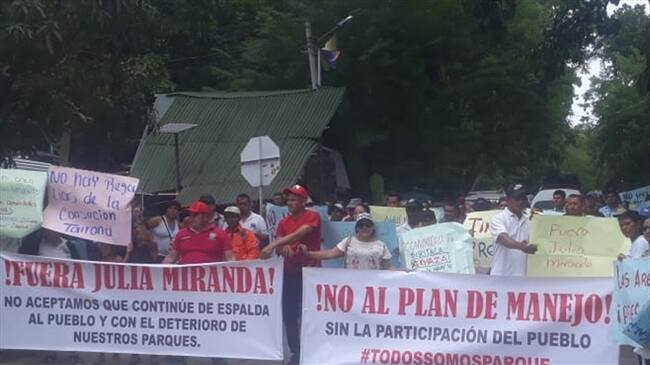 Líderes bloquearon la entrada al Parque Tayrona. Foto: Cortesía Álvaro Cotes Córdoba