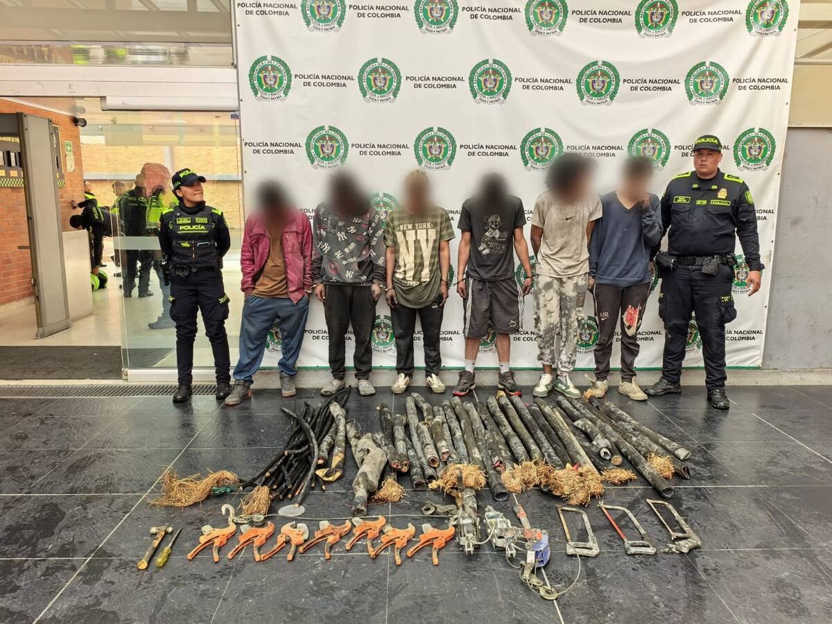 Vuelve y juega: sorprenden a delincuentes robando fibra óptica en una estación de TransMilenio