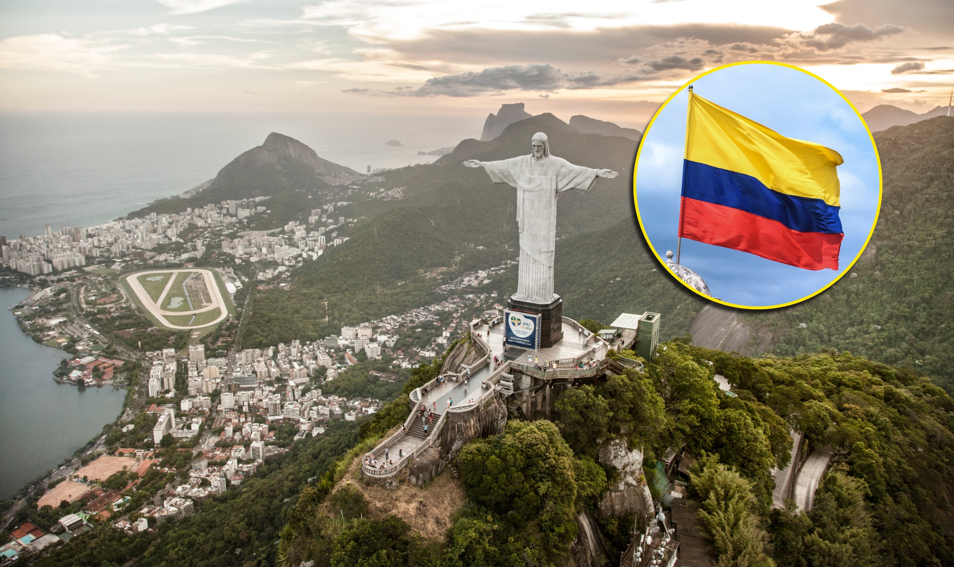 Paisaje de Brasil y bandera de Colombia. Foto: Christian Adamas y Cir Frncis Canker Photography vía Getty Images. 